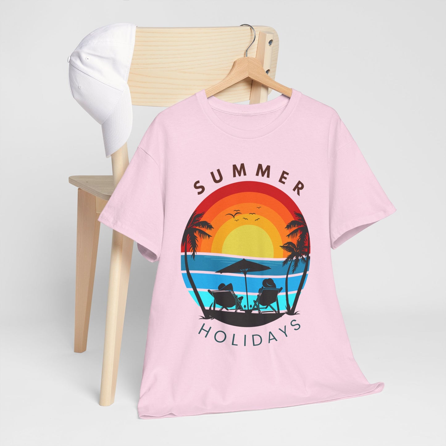 Summer Holidays Unisex Heavy Cotton Tee - Relaxing Beach Vibes Shirt