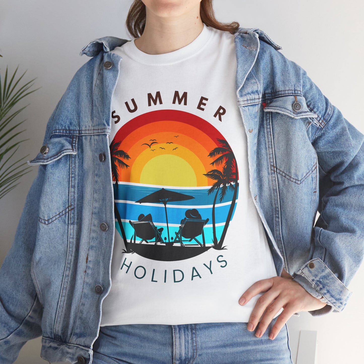 Summer Holidays Unisex Heavy Cotton Tee - Relaxing Beach Vibes Shirt