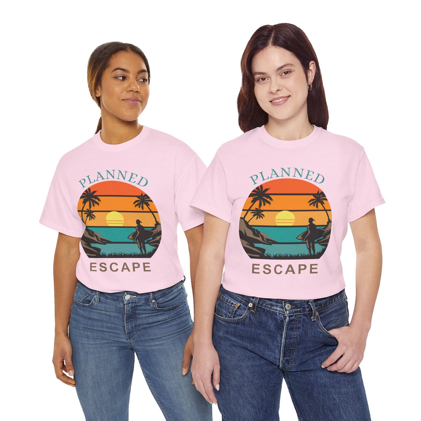 Planned Escape Unisex Heavy Cotton Tee - Perfect for Beach Lovers and Vacation Vibes