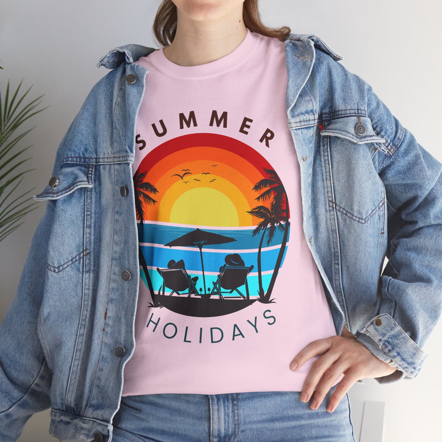 Summer Holidays Unisex Heavy Cotton Tee - Relaxing Beach Vibes Shirt