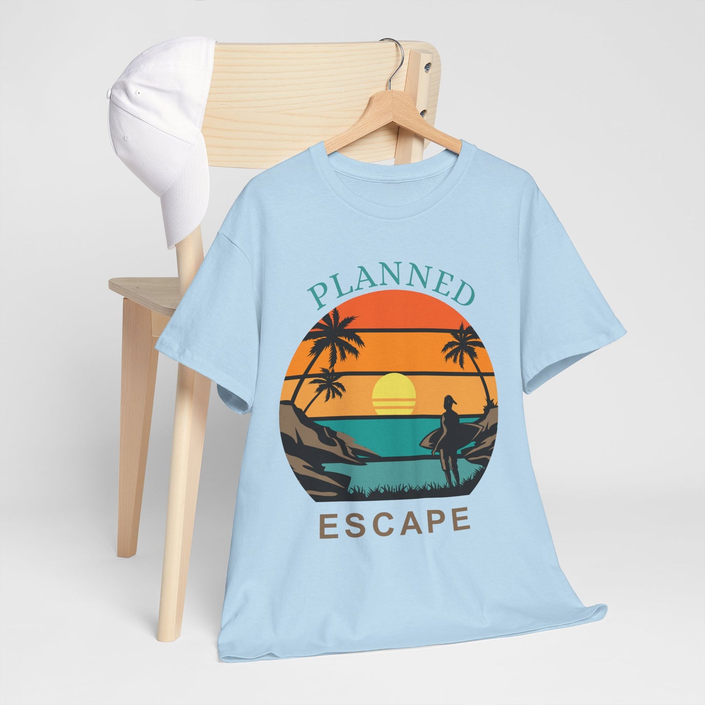 Planned Escape Unisex Heavy Cotton Tee - Perfect for Beach Lovers and Vacation Vibes