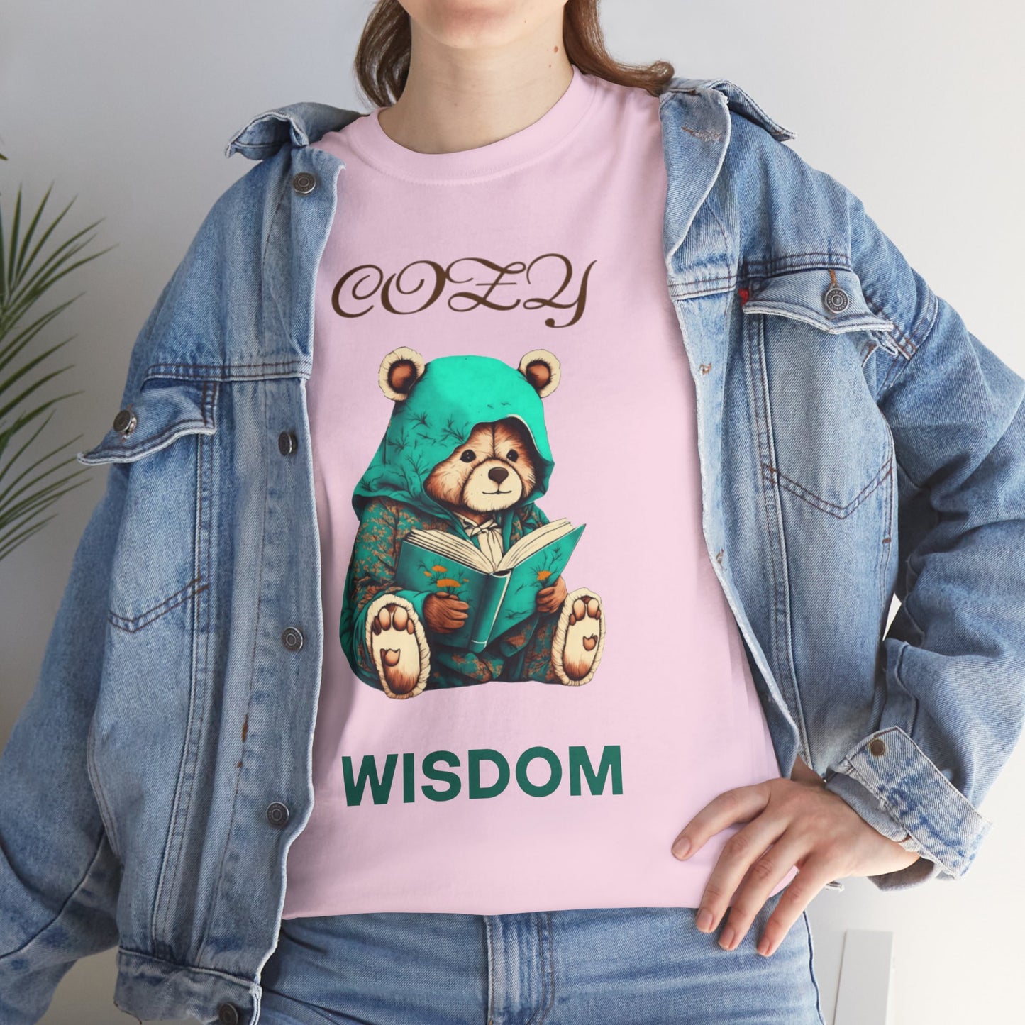 Cozy Wisdom Bear Tee | Unisex Heavy Cotton, Cute Animal Shirt, Perfect Gift for Book Lovers, Relaxed Vibe, Casual Style