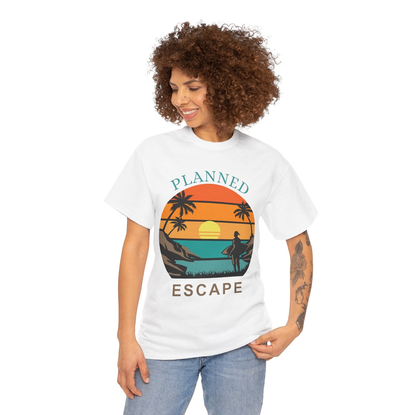 Planned Escape Unisex Heavy Cotton Tee - Perfect for Beach Lovers and Vacation Vibes