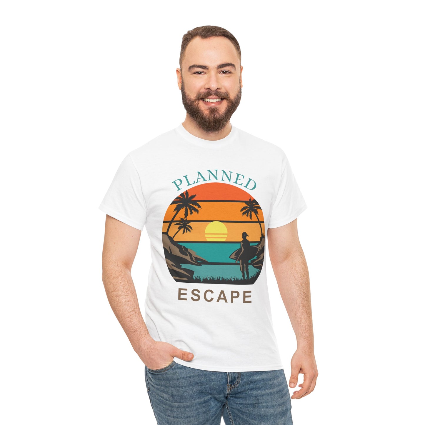 Planned Escape Unisex Heavy Cotton Tee - Perfect for Beach Lovers and Vacation Vibes