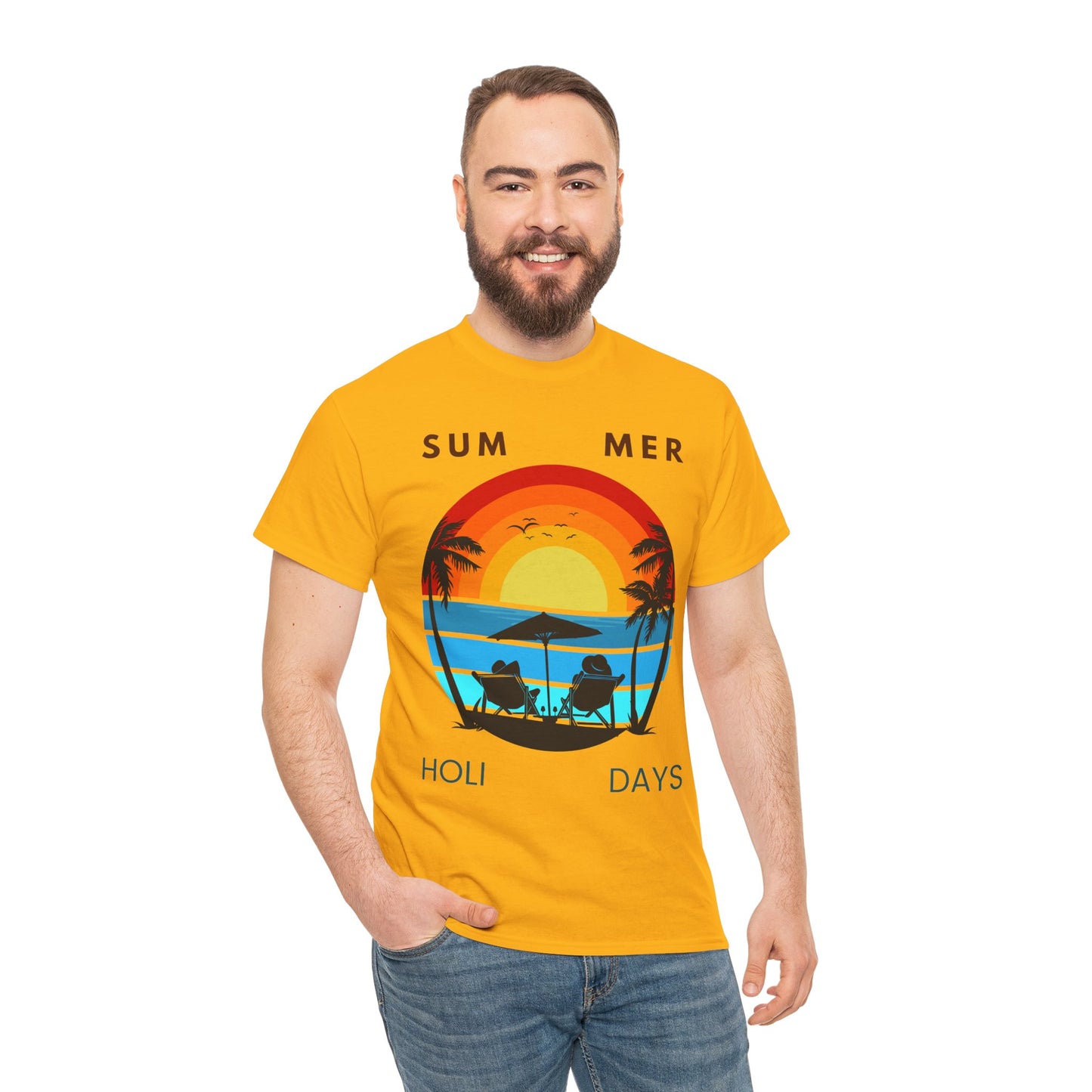 Summer Holidays Unisex Heavy Cotton Tee - Beach Vibes Graphic Shirt