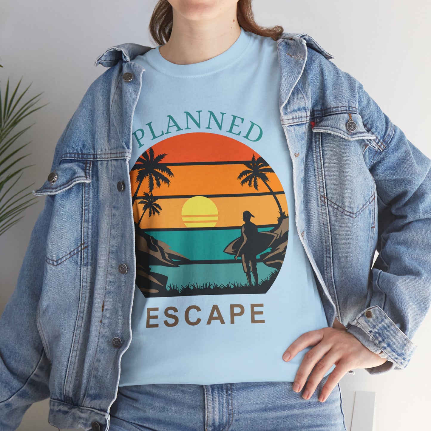 Planned Escape Unisex Heavy Cotton Tee - Perfect for Beach Lovers and Vacation Vibes