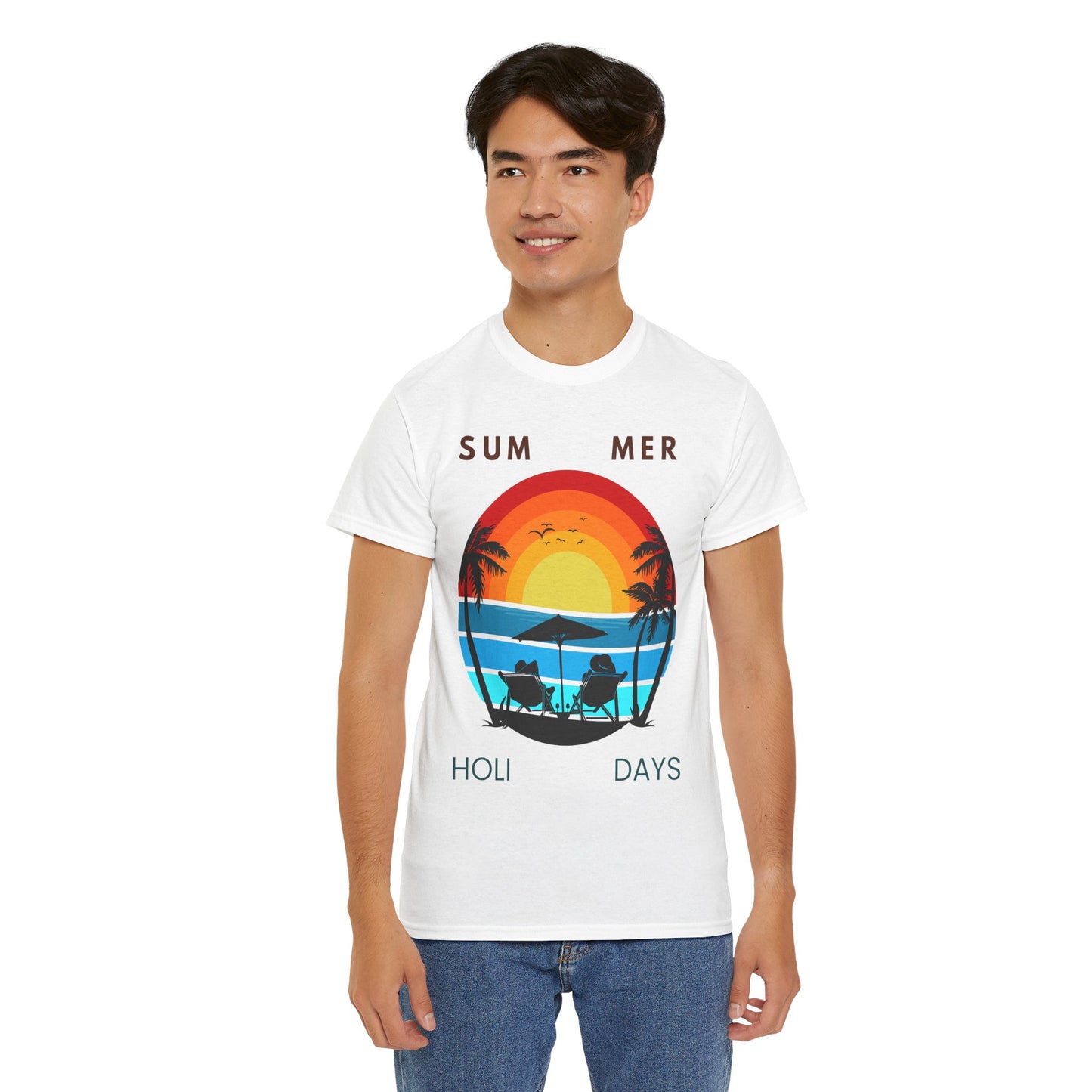 Summer Holidays Unisex Heavy Cotton Tee - Beach Vibes Graphic Shirt