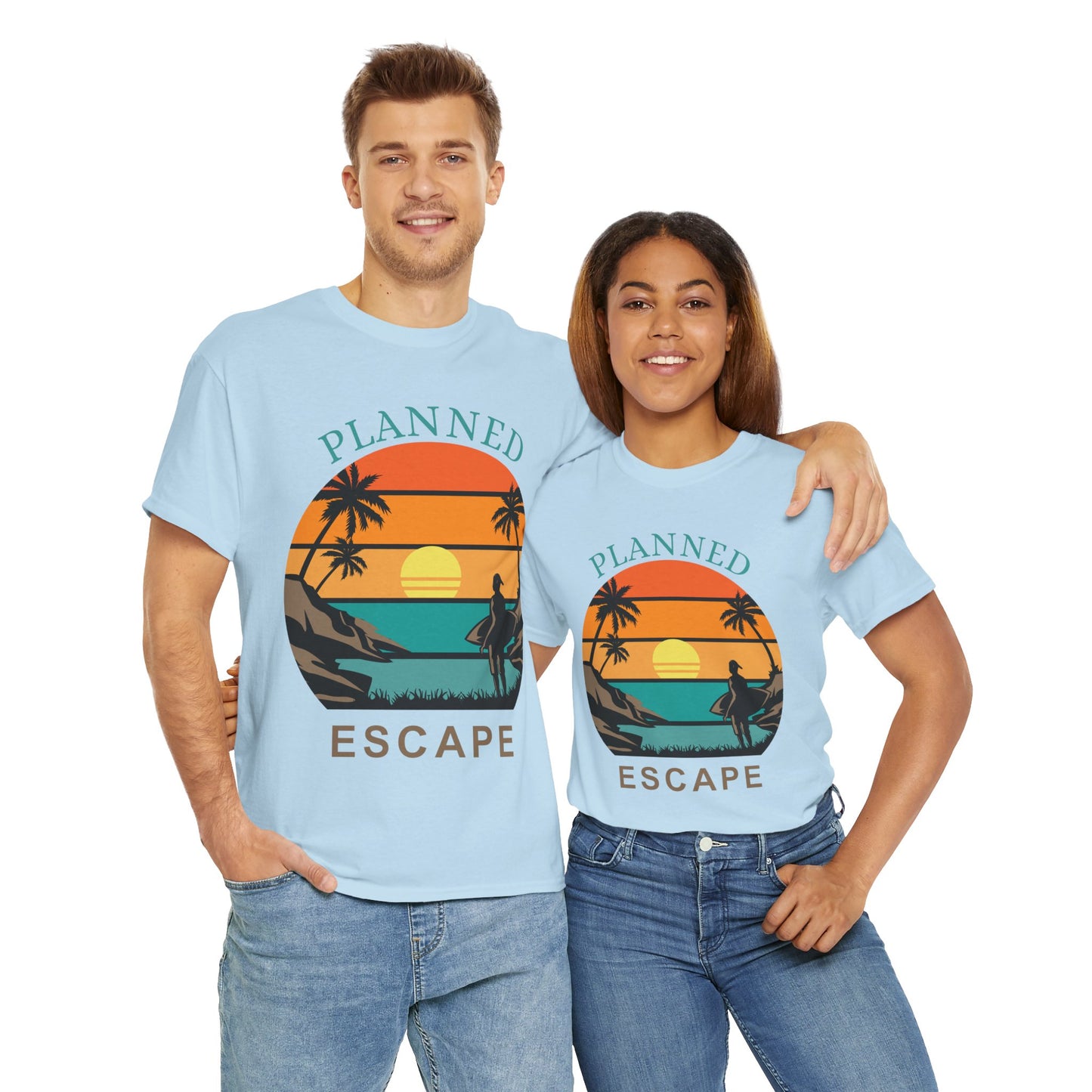 Planned Escape Unisex Heavy Cotton Tee - Perfect for Beach Lovers and Vacation Vibes