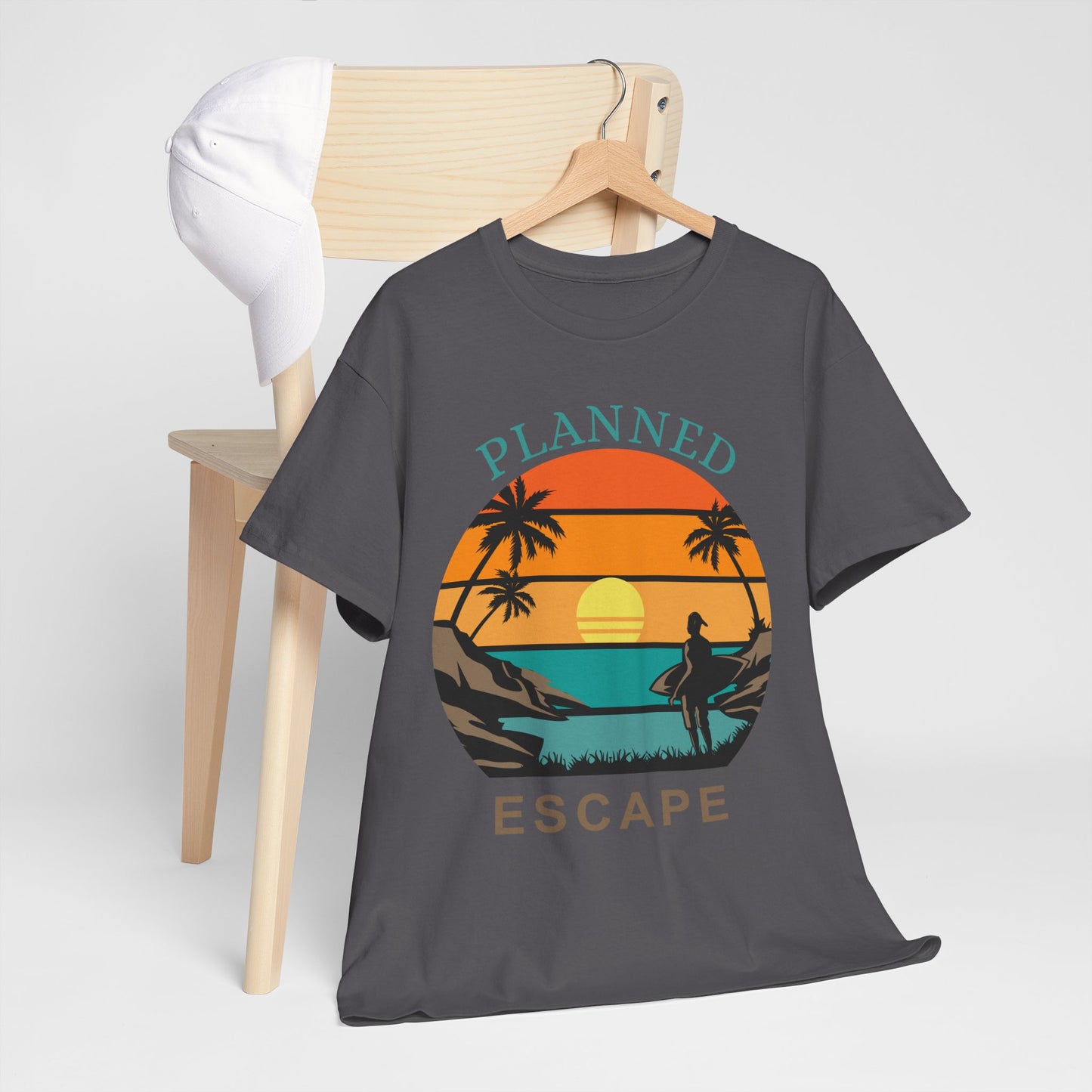 Planned Escape Unisex Heavy Cotton Tee - Perfect for Beach Lovers and Vacation Vibes