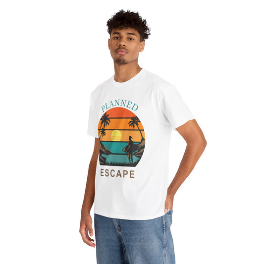 Planned Escape Unisex Heavy Cotton Tee - Perfect for Beach Lovers and Vacation Vibes