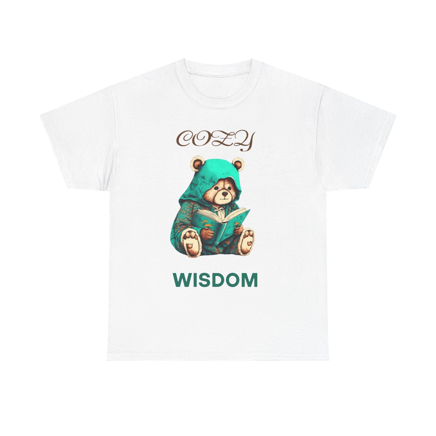 Cozy Wisdom Bear Tee | Unisex Heavy Cotton, Cute Animal Shirt, Perfect Gift for Book Lovers, Relaxed Vibe, Casual Style