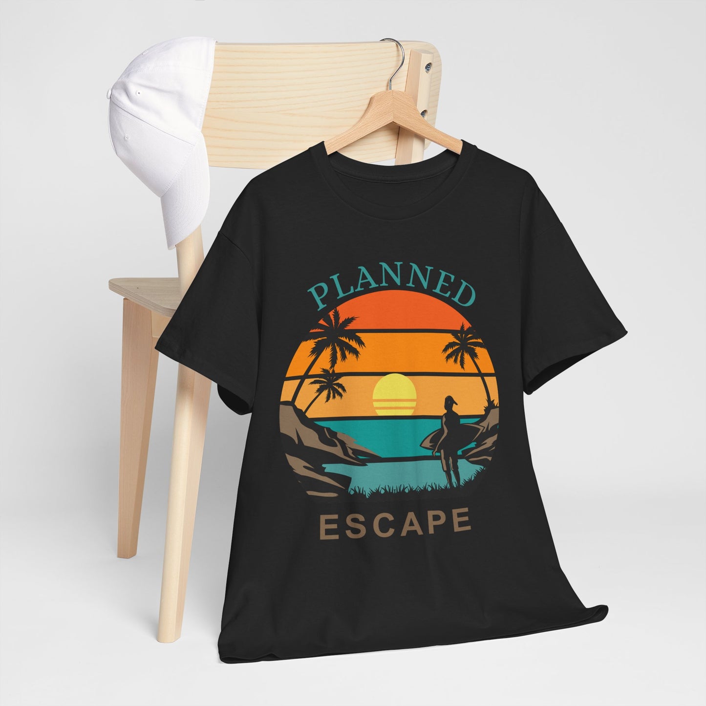 Planned Escape Unisex Heavy Cotton Tee - Perfect for Beach Lovers and Vacation Vibes