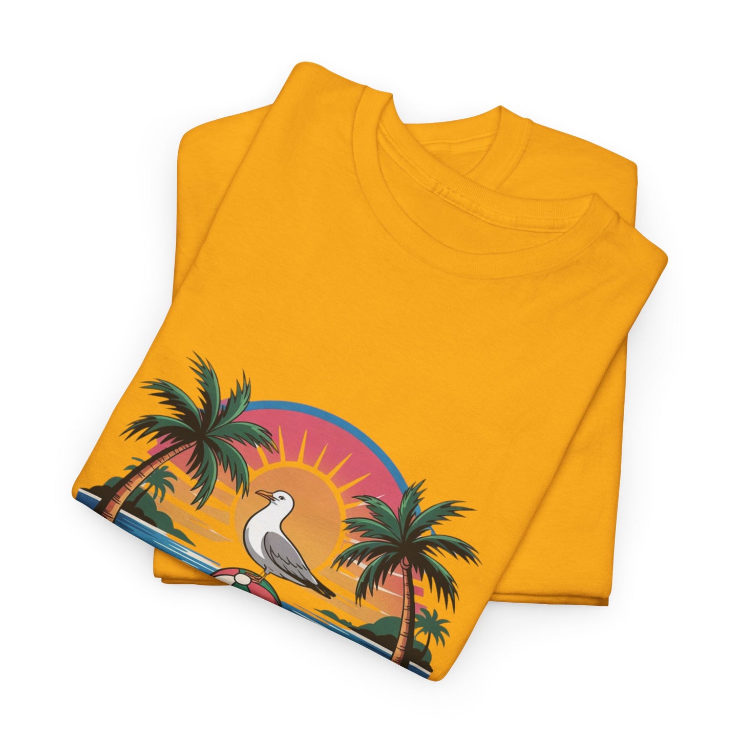 Summer 2025 Unisex Heavy Cotton Tee - Beach Vibes Graphic T-Shirt