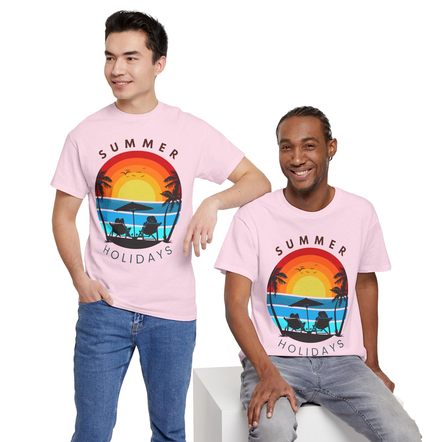 Summer Holidays Unisex Heavy Cotton Tee - Relaxing Beach Vibes Shirt