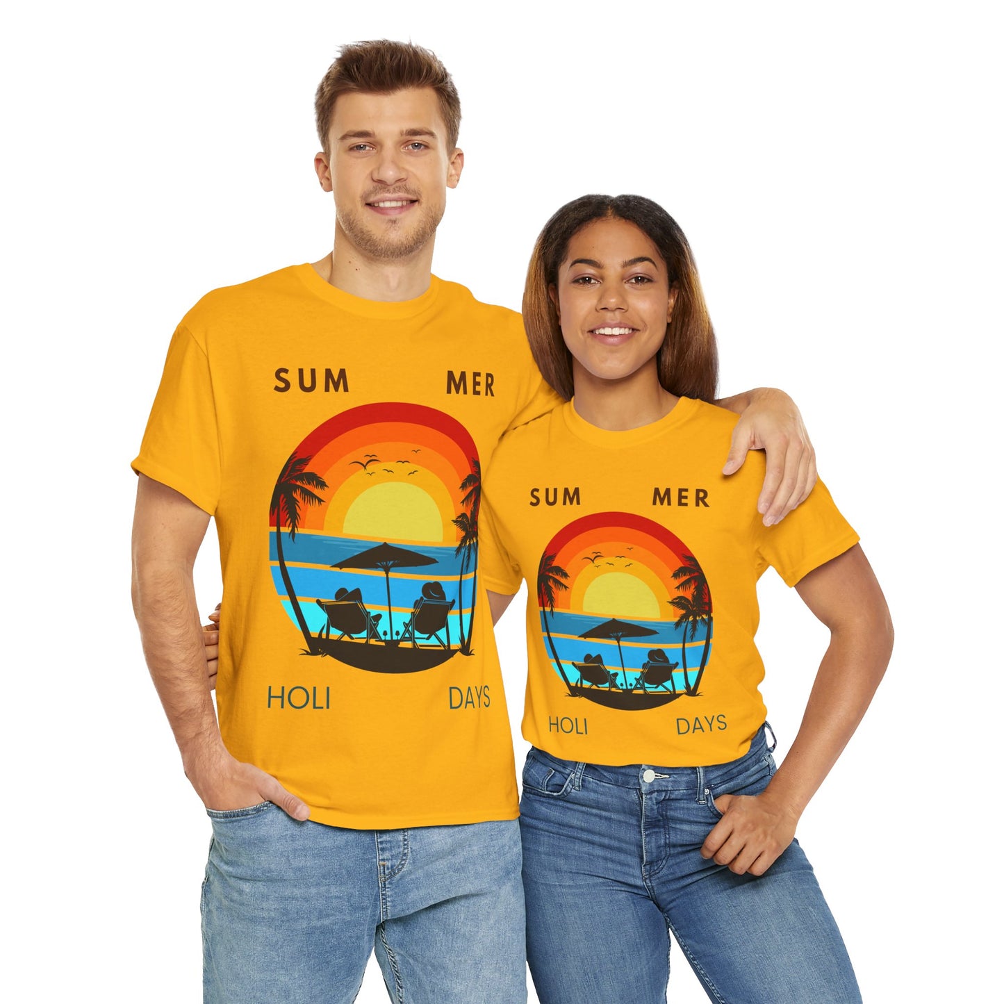 Summer Holidays Unisex Heavy Cotton Tee - Beach Vibes Graphic Shirt