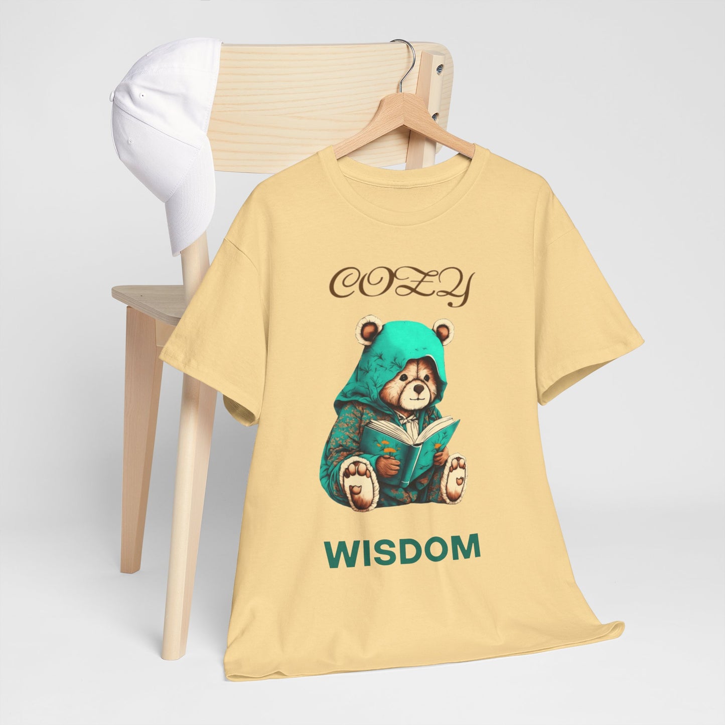 Cozy Wisdom Bear Tee | Unisex Heavy Cotton, Cute Animal Shirt, Perfect Gift for Book Lovers, Relaxed Vibe, Casual Style