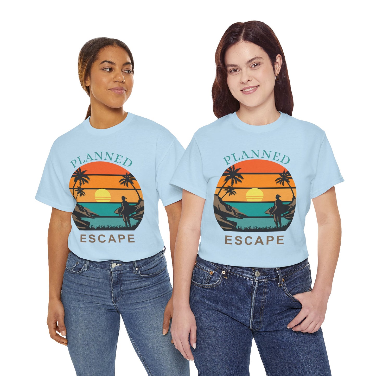 Planned Escape Unisex Heavy Cotton Tee - Perfect for Beach Lovers and Vacation Vibes