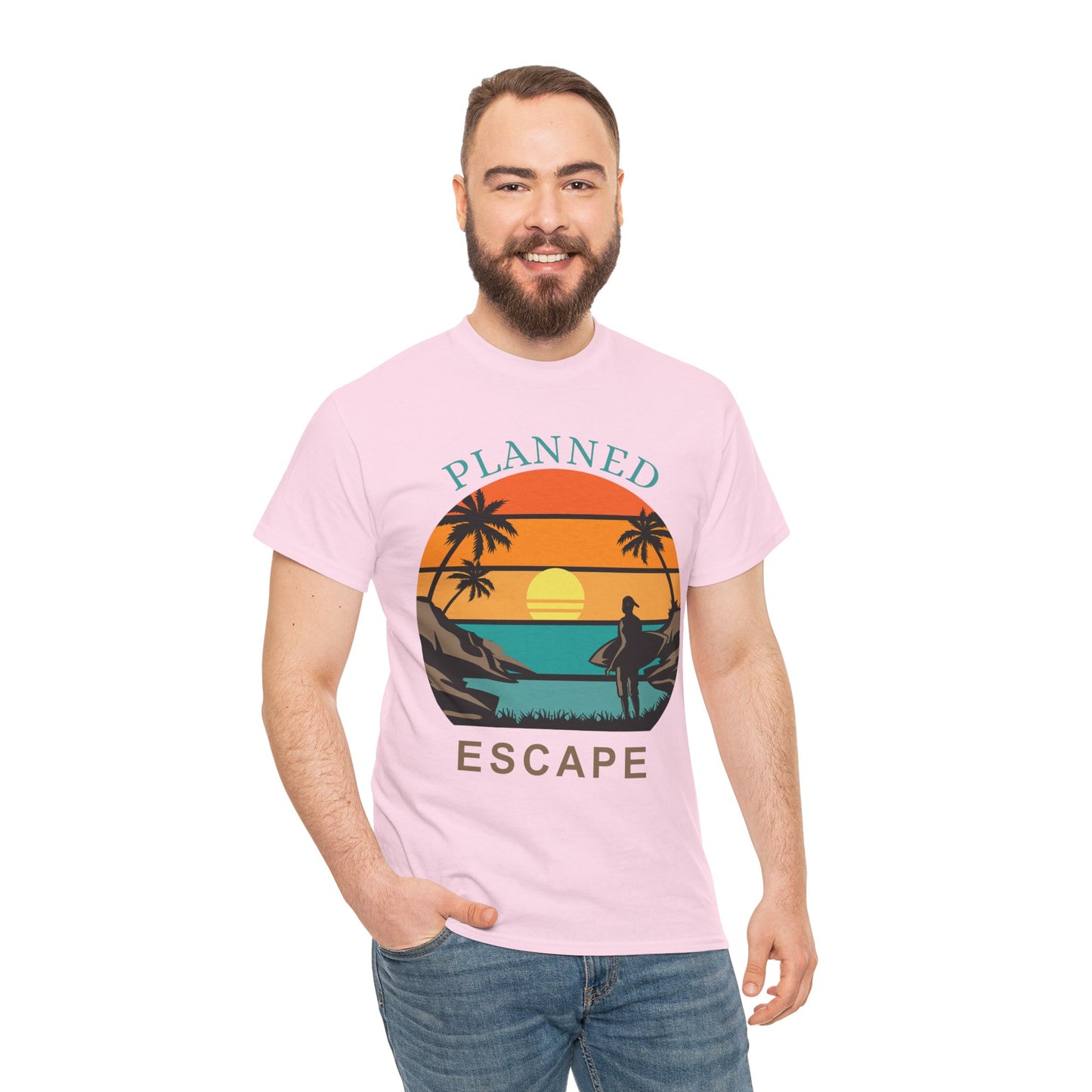 Planned Escape Unisex Heavy Cotton Tee - Perfect for Beach Lovers and Vacation Vibes