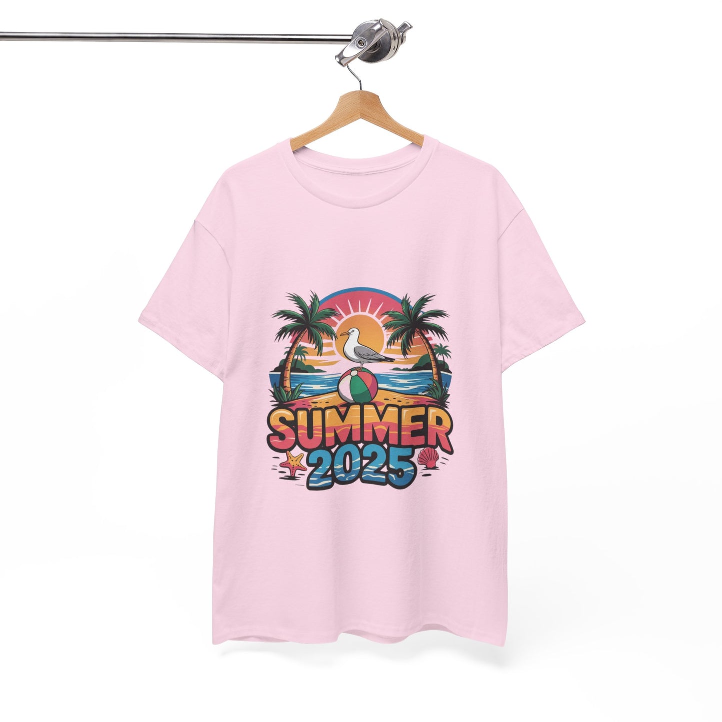 Summer 2025 Unisex Heavy Cotton Tee - Beach Vibes Graphic T-Shirt