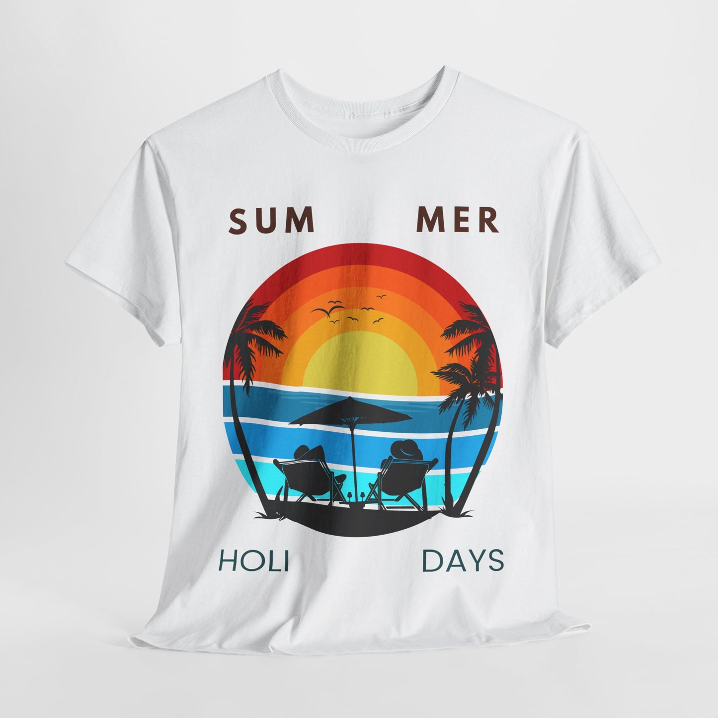 Summer Holidays Unisex Heavy Cotton Tee - Beach Vibes Graphic Shirt