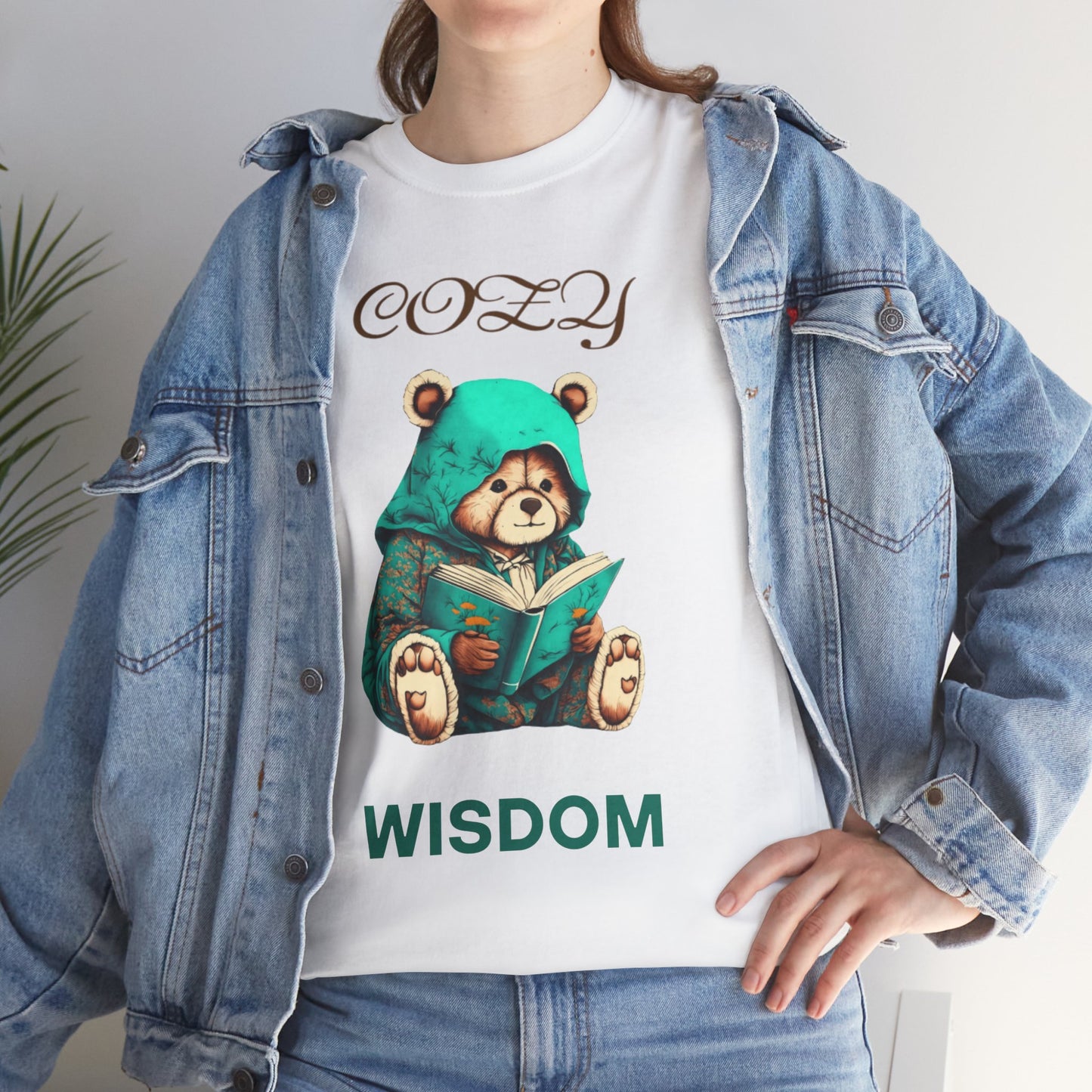 Cozy Wisdom Bear Tee | Unisex Heavy Cotton, Cute Animal Shirt, Perfect Gift for Book Lovers, Relaxed Vibe, Casual Style