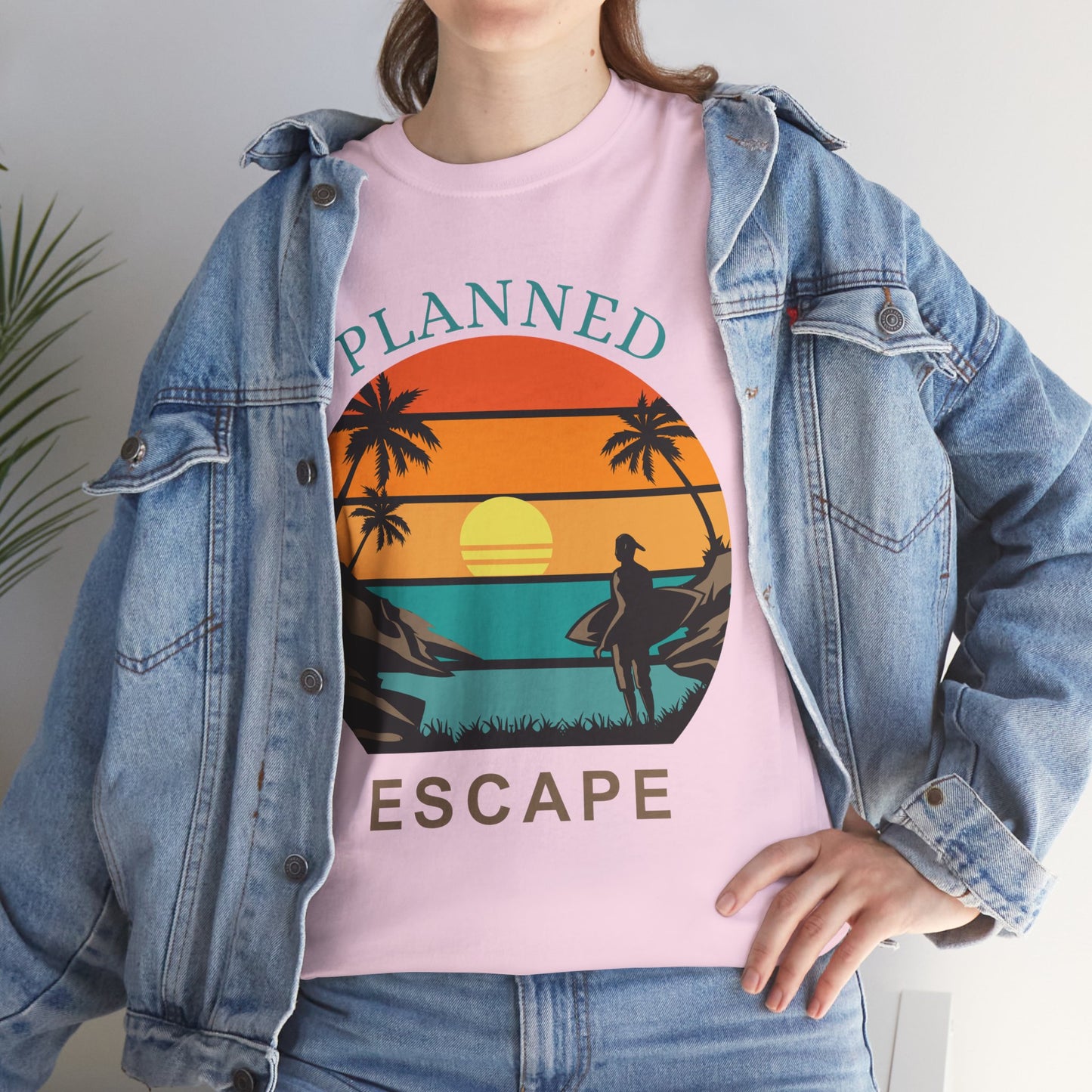 Planned Escape Unisex Heavy Cotton Tee - Perfect for Beach Lovers and Vacation Vibes