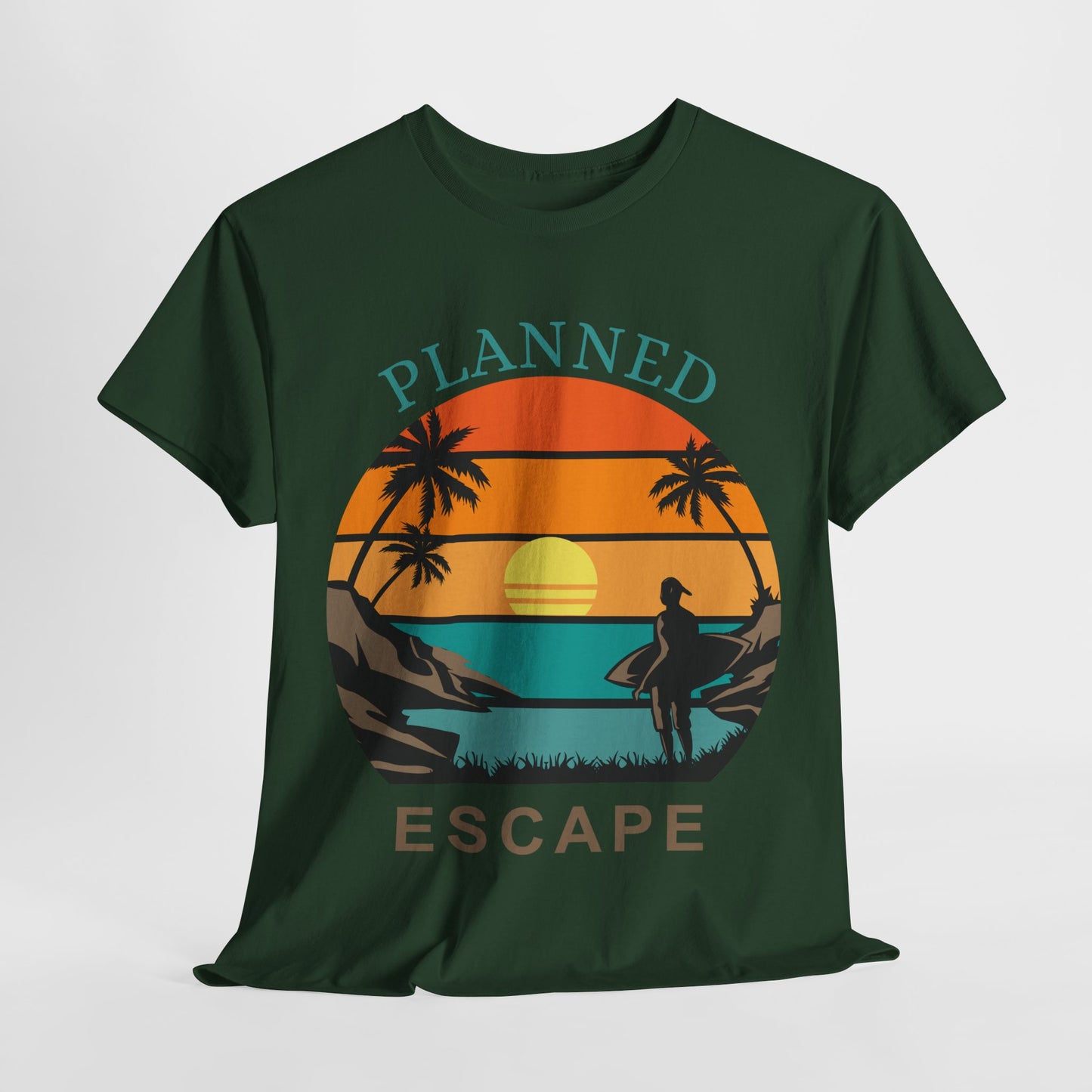 Planned Escape Unisex Heavy Cotton Tee - Perfect for Beach Lovers and Vacation Vibes