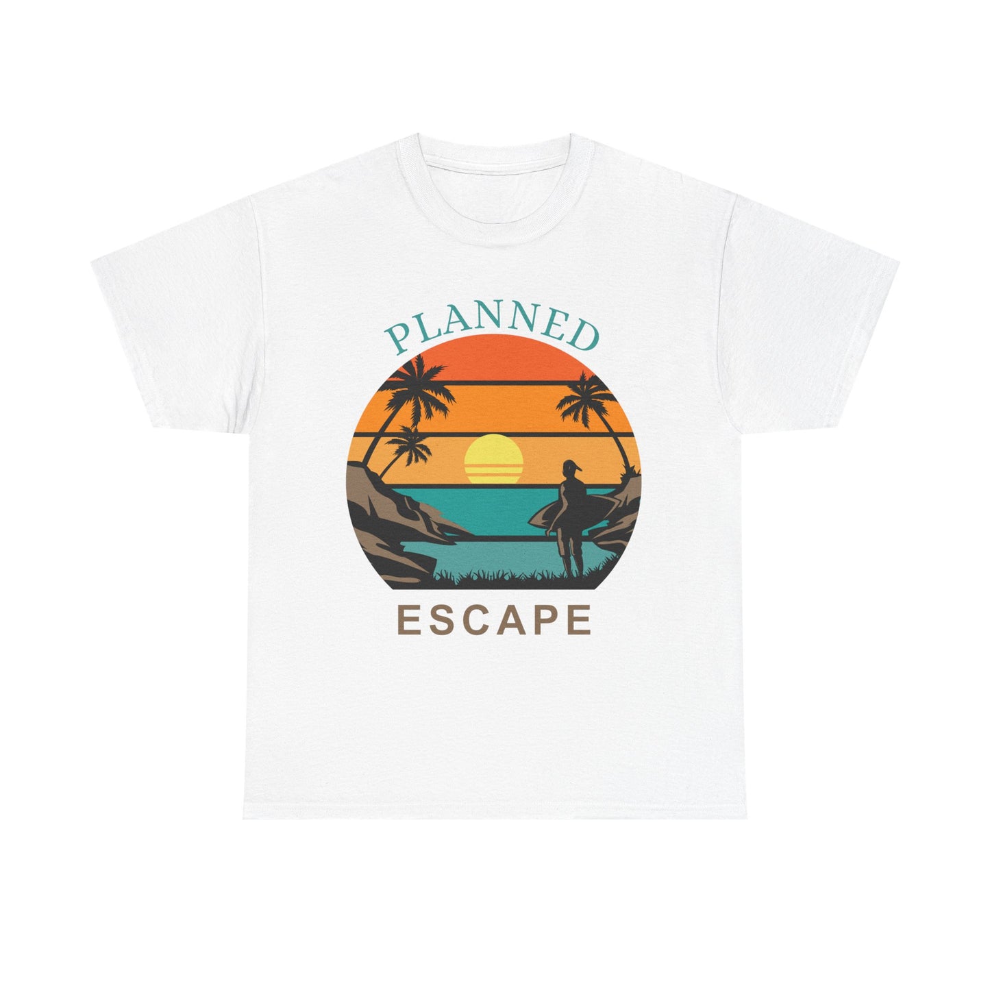 Planned Escape Unisex Heavy Cotton Tee - Perfect for Beach Lovers and Vacation Vibes